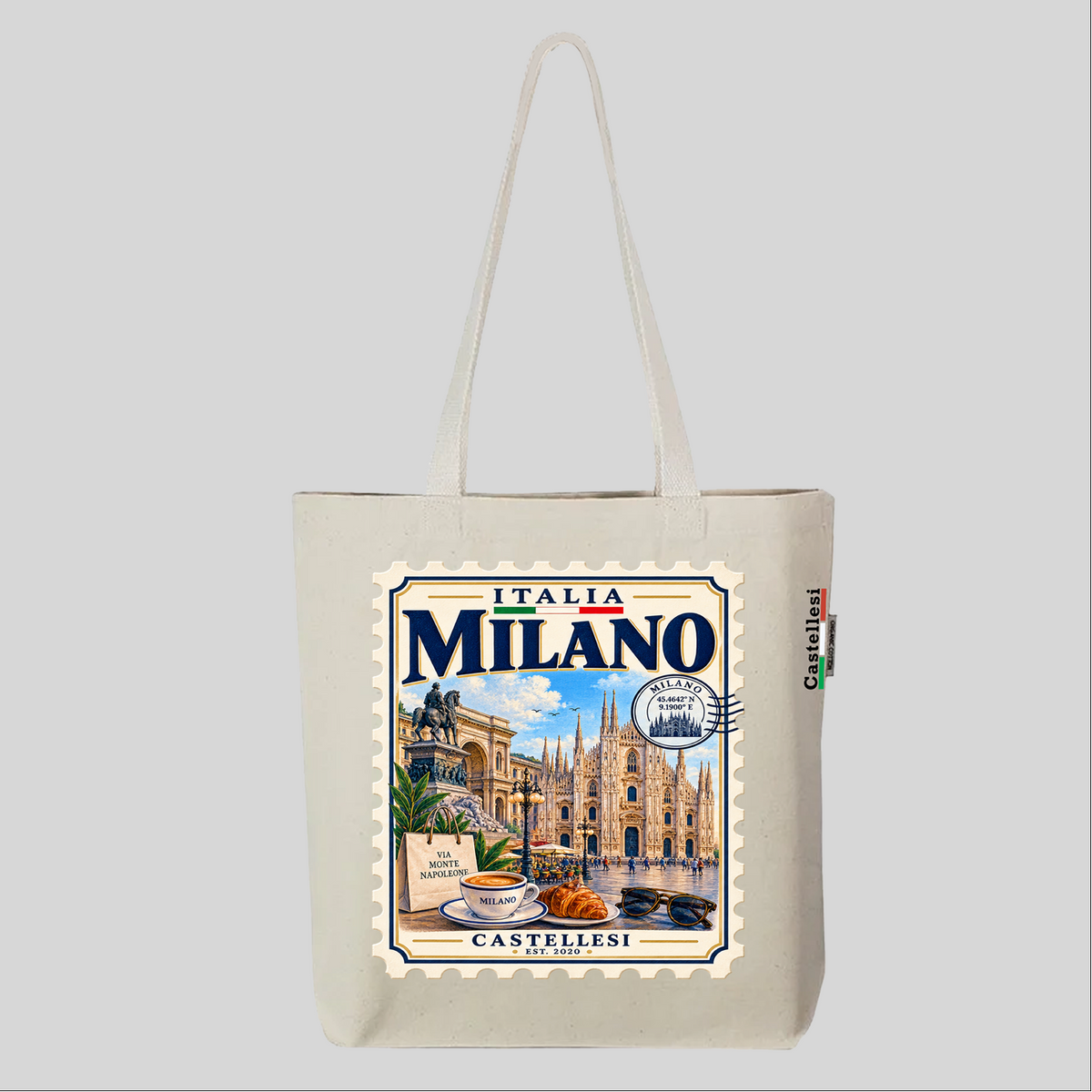 Milano Francobolli d'Italia Tote by Castellesi