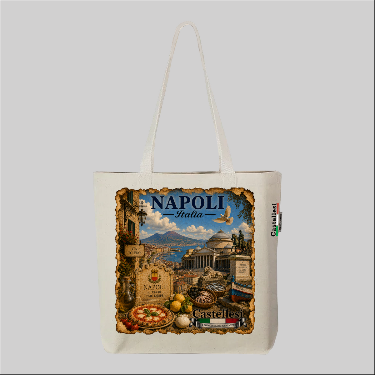 Castellesi Napoli Cuore d'Italia tote with vintage illustration design