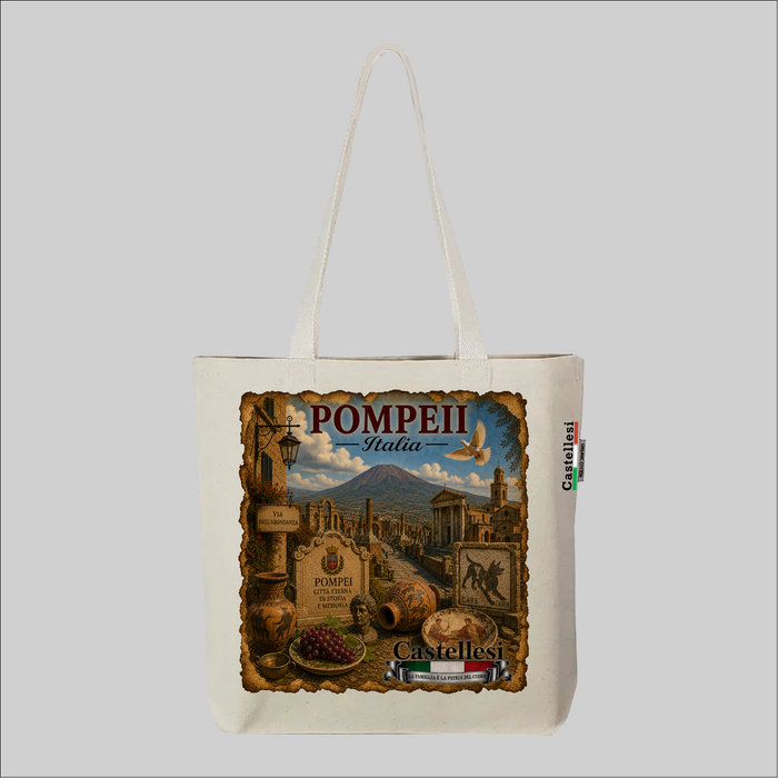 Castellesi Pompeii Cuore d'Italia tote with vintage illustration design