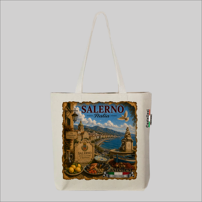 Castellesi Salerno Cuore d'Italia tote with vintage illustration design