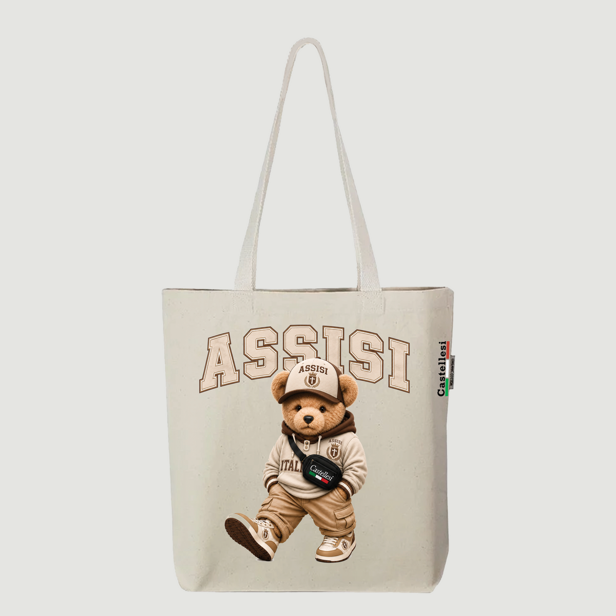 Castellesi Assisi Orso tote with bear mascot character design