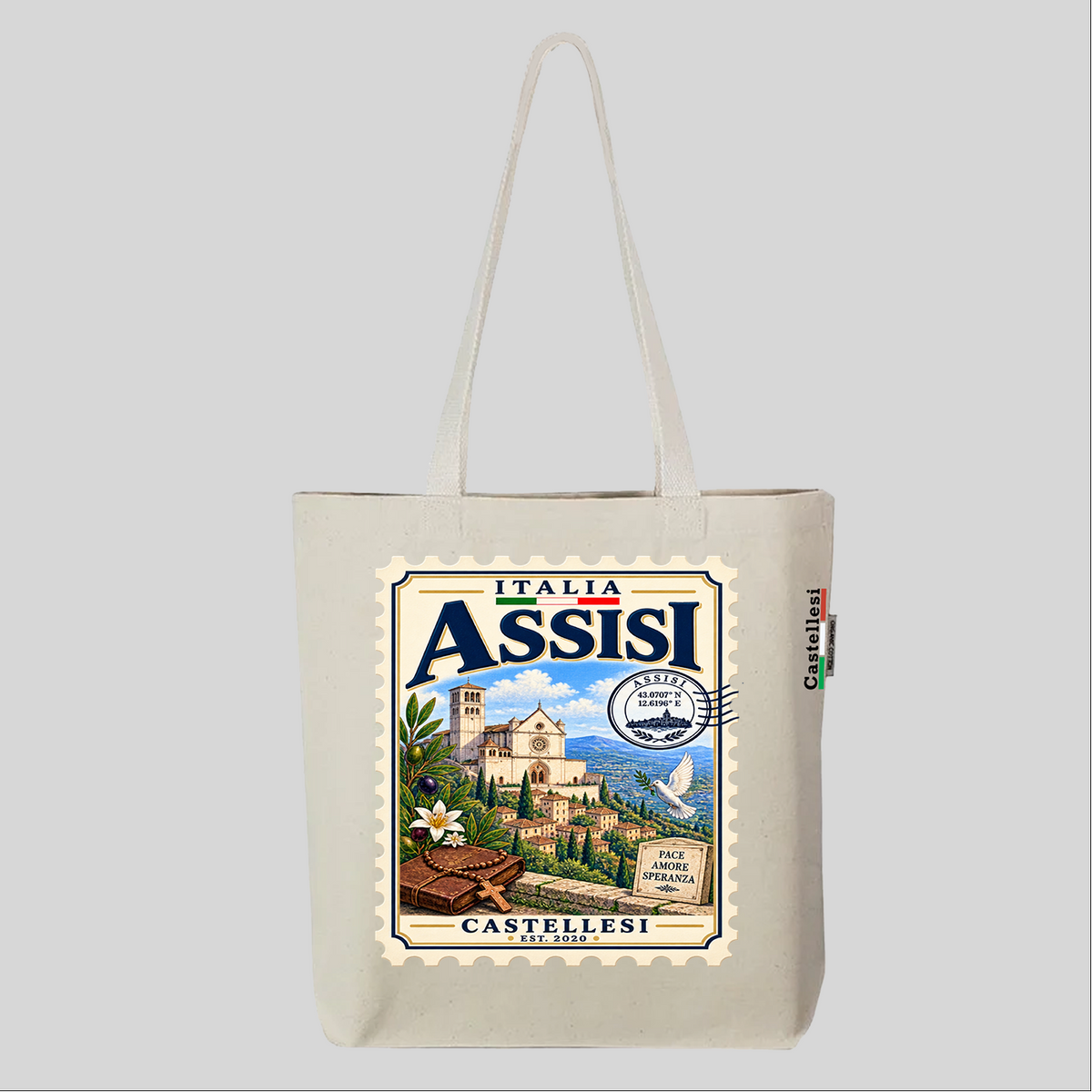 Assisi Francobolli d'Italia Tote by Castellesi