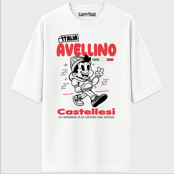 Castellesi Avellino tee in white with Italian heritage graphic