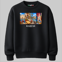 Castellesi Barese Cartoline sweatshirt in black with four-panel Barese cityscape design