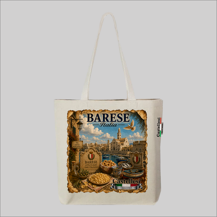 Castellesi Bari Cuore d'Italia tote with vintage illustration design
