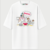 Castellesi Basta tee in white with Italian heritage graphic