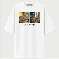 Castellesi Campania Cartoline t-shirt in white with four-panel Campania cityscape design