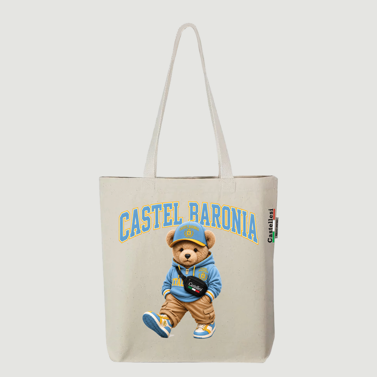 Castellesi Castel Baronia Orso tote with bear mascot character design