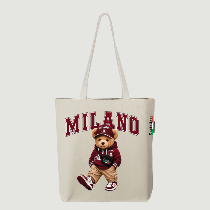 Castellesi Milano Orso tote with bear mascot character design