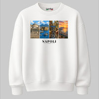 Castellesi Napoli Cartoline sweatshirt in white with four-panel Napoli cityscape design