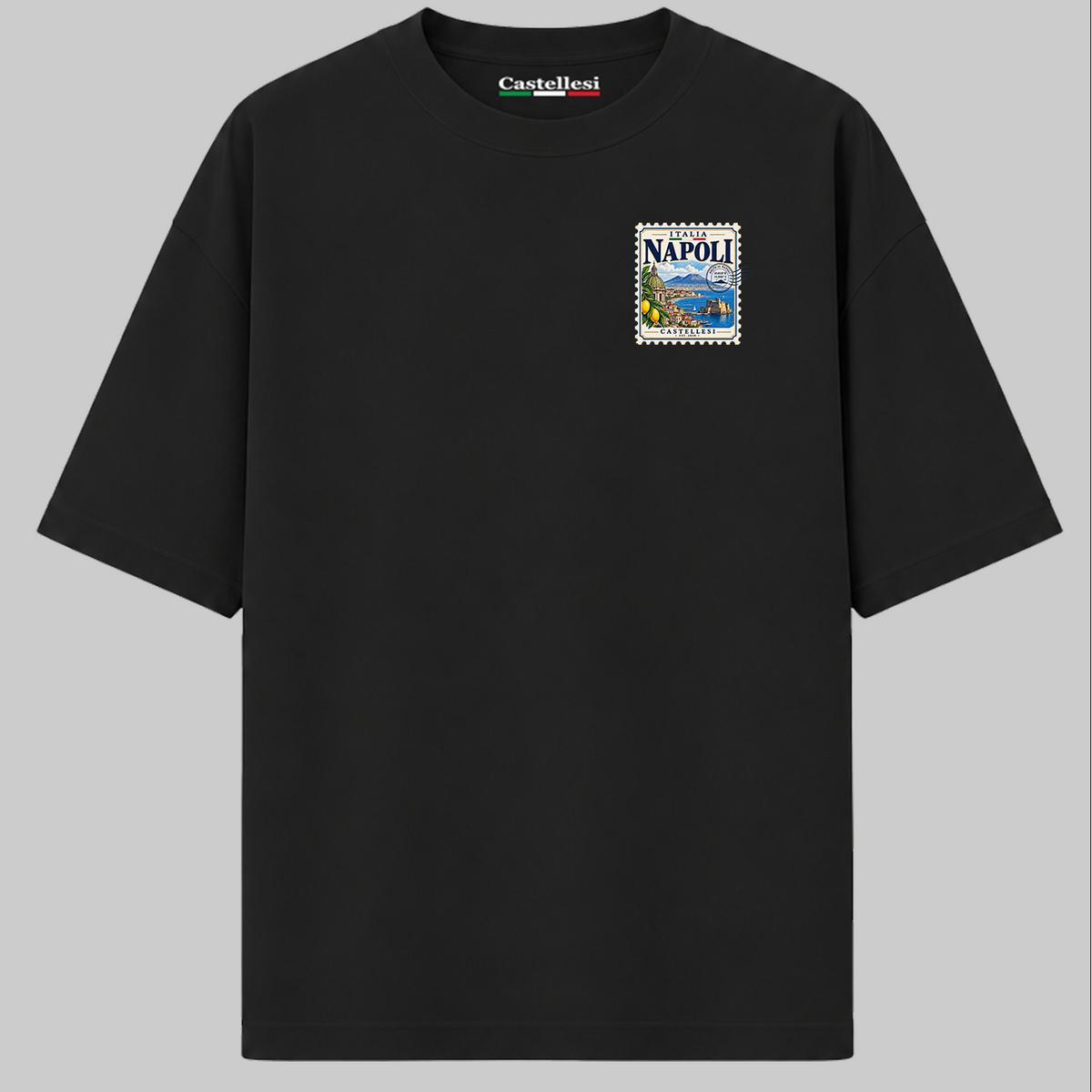 Napoli Francobolli d'Italia T-Shirt Bianco by Castellesi
