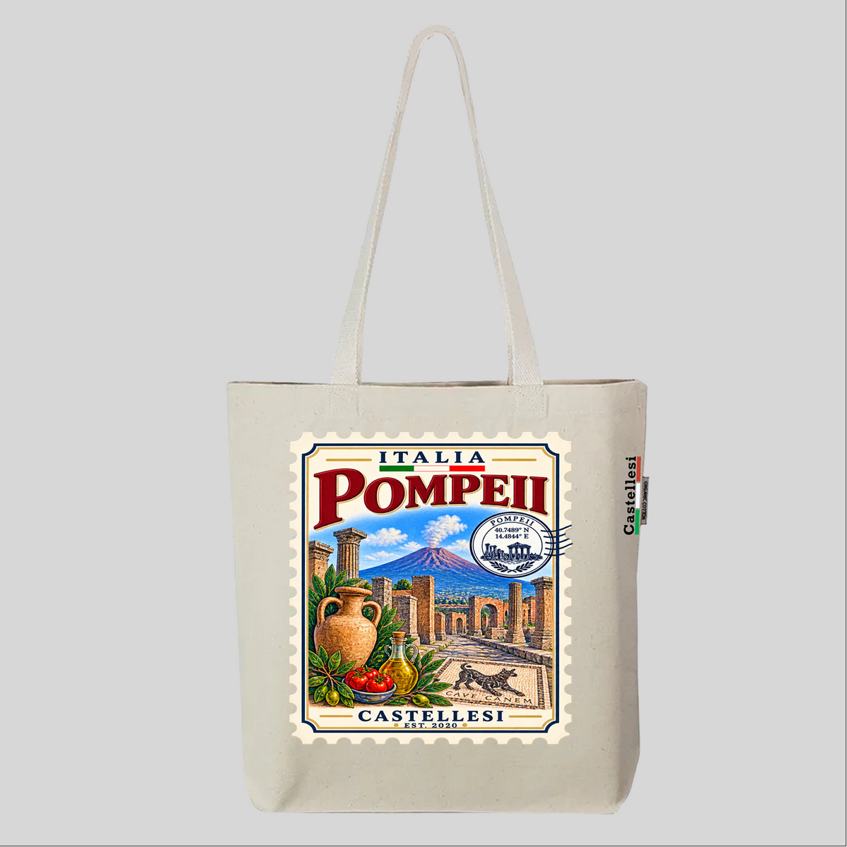 Pompeii Francobolli d'Italia Tote by Castellesi