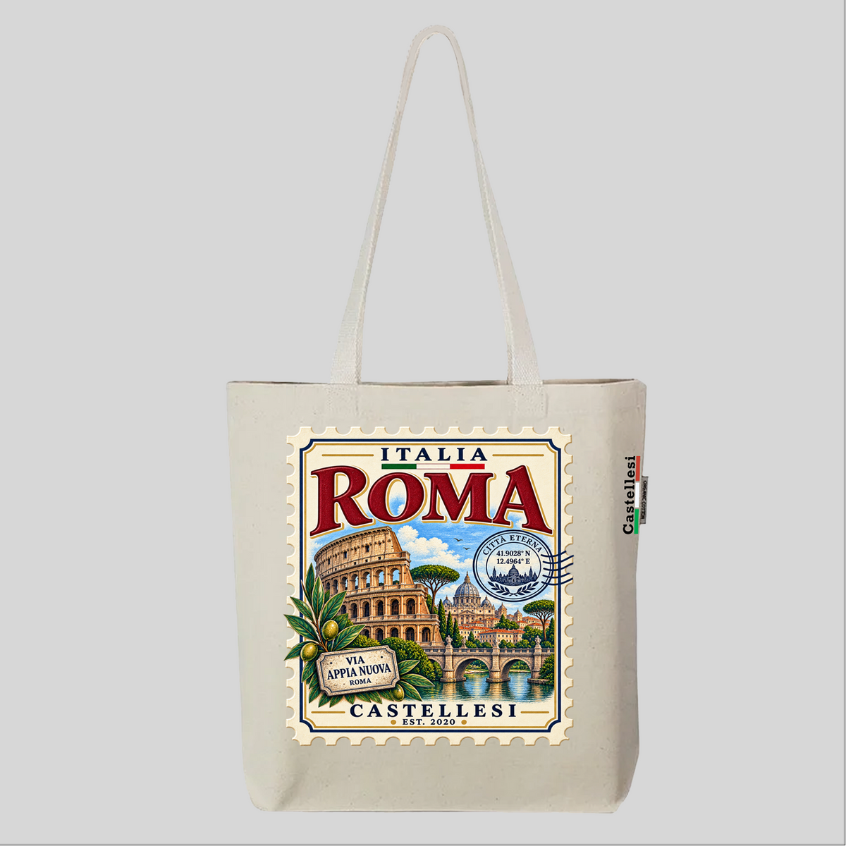 Roma Francobolli d'Italia Tote by Castellesi