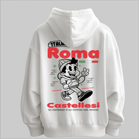 Castellesi Roma hoodie in white with Italian heritage graphic