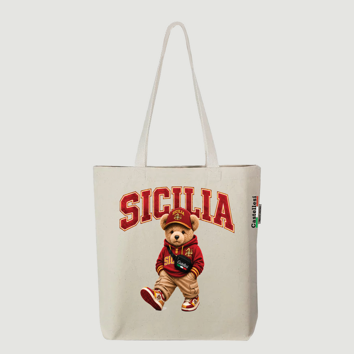 Castellesi Sicilia Orso tote with bear mascot character design