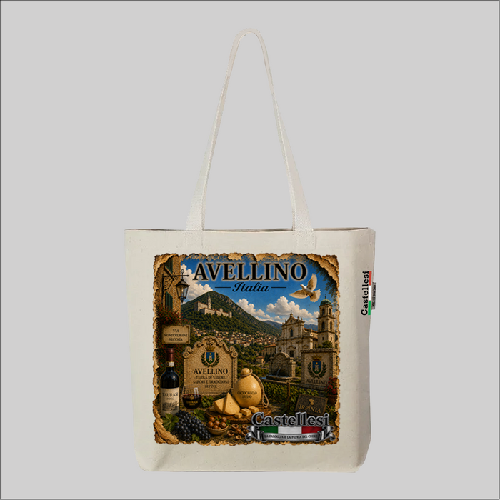 Castellesi Avellino Cuore d'Italia tote with vintage illustration design