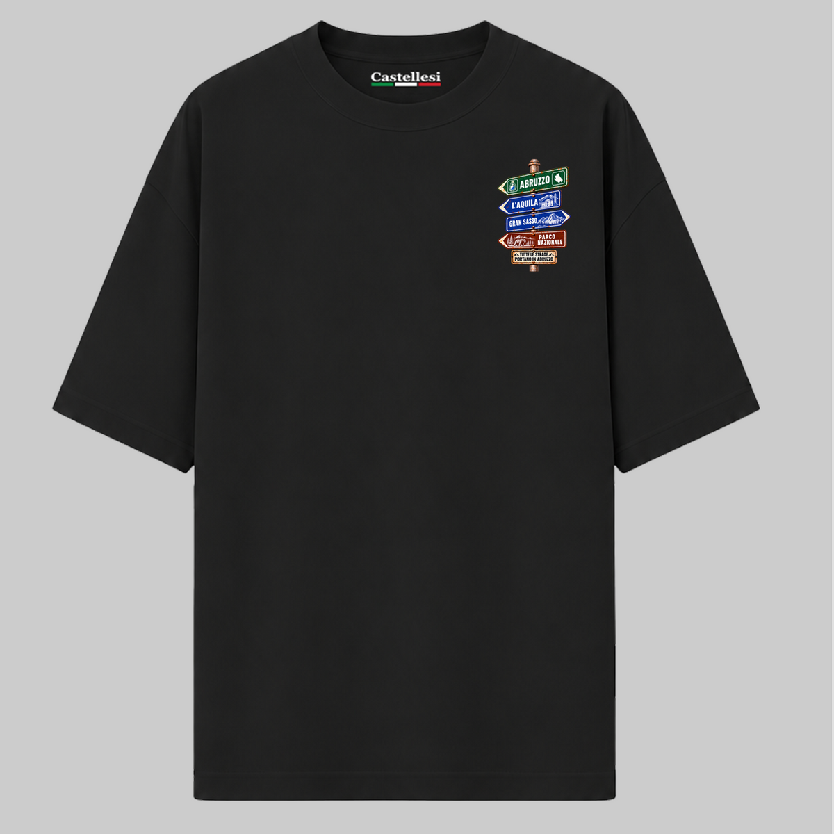 Abruzzo Strade d’Italia left chest T-shirt by Castellesi in black