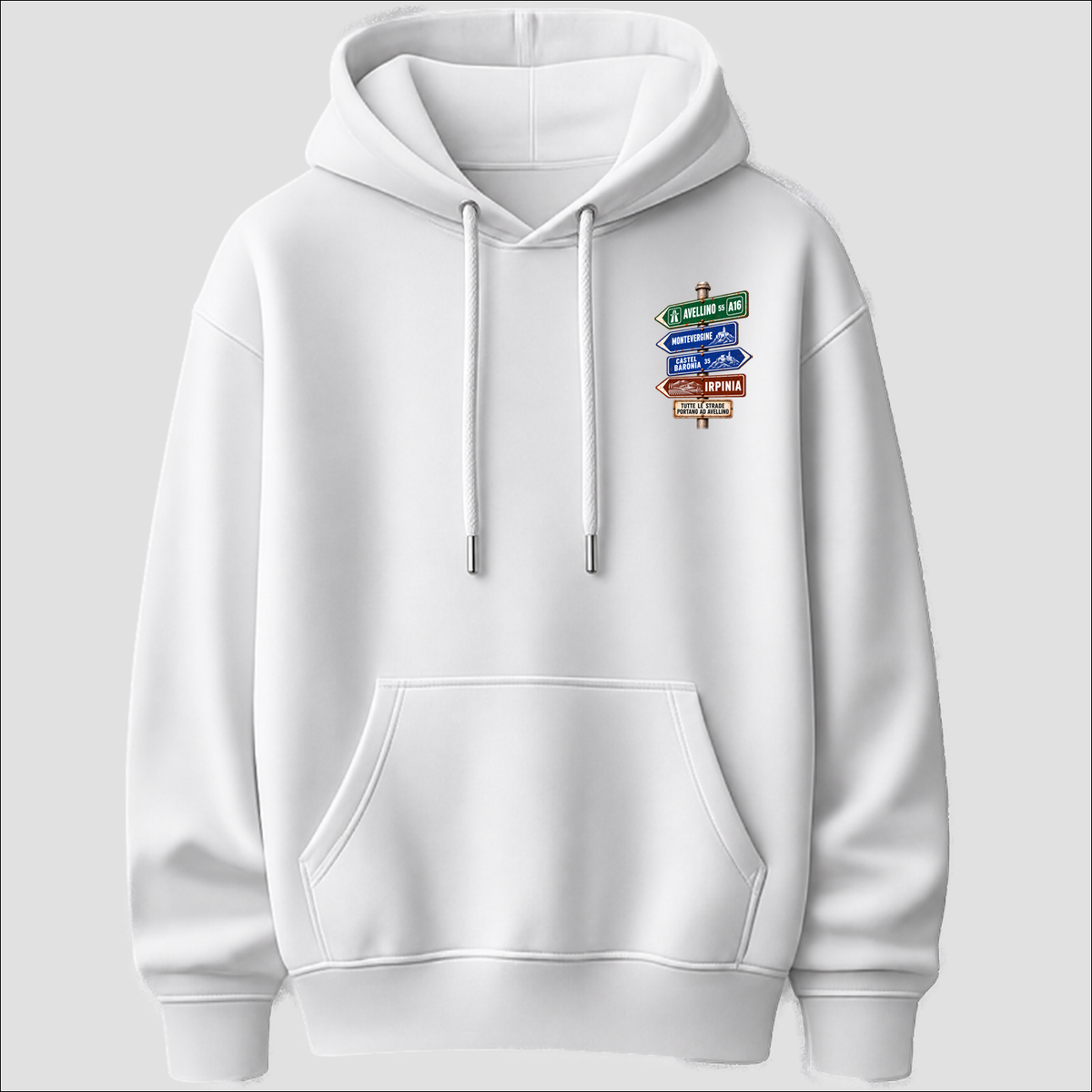 Avellino Strade d’Italia left chest hoodie by Castellesi in white