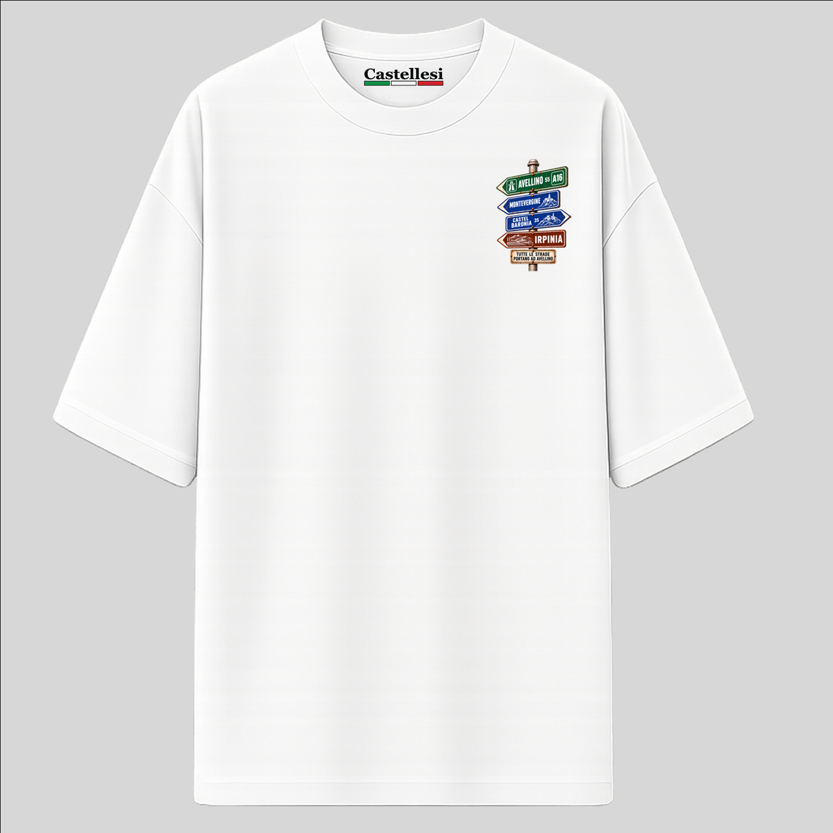 Avellino Strade d’Italia left chest T-shirt by Castellesi in white