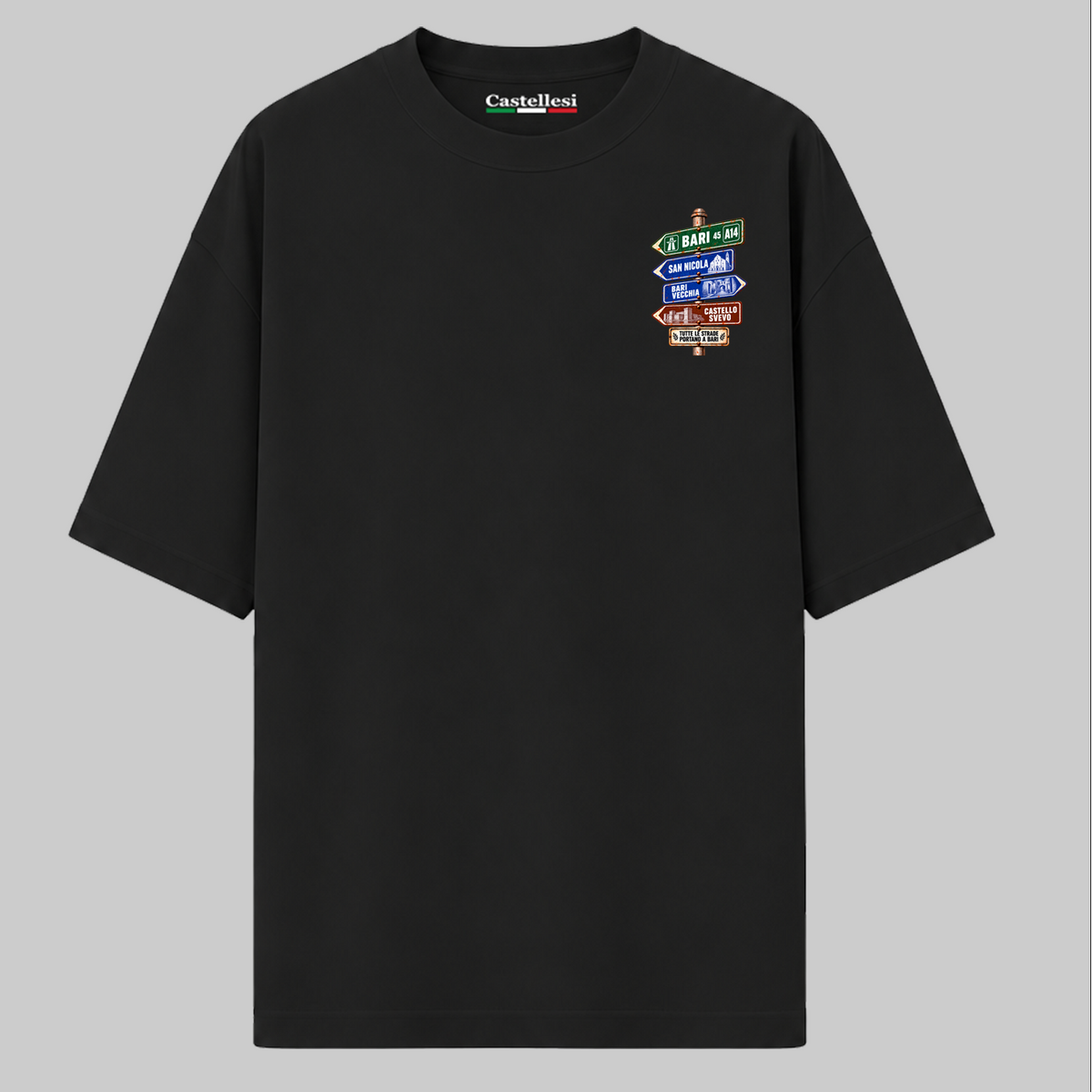 Bari Strade d’Italia left chest T-shirt by Castellesi in black