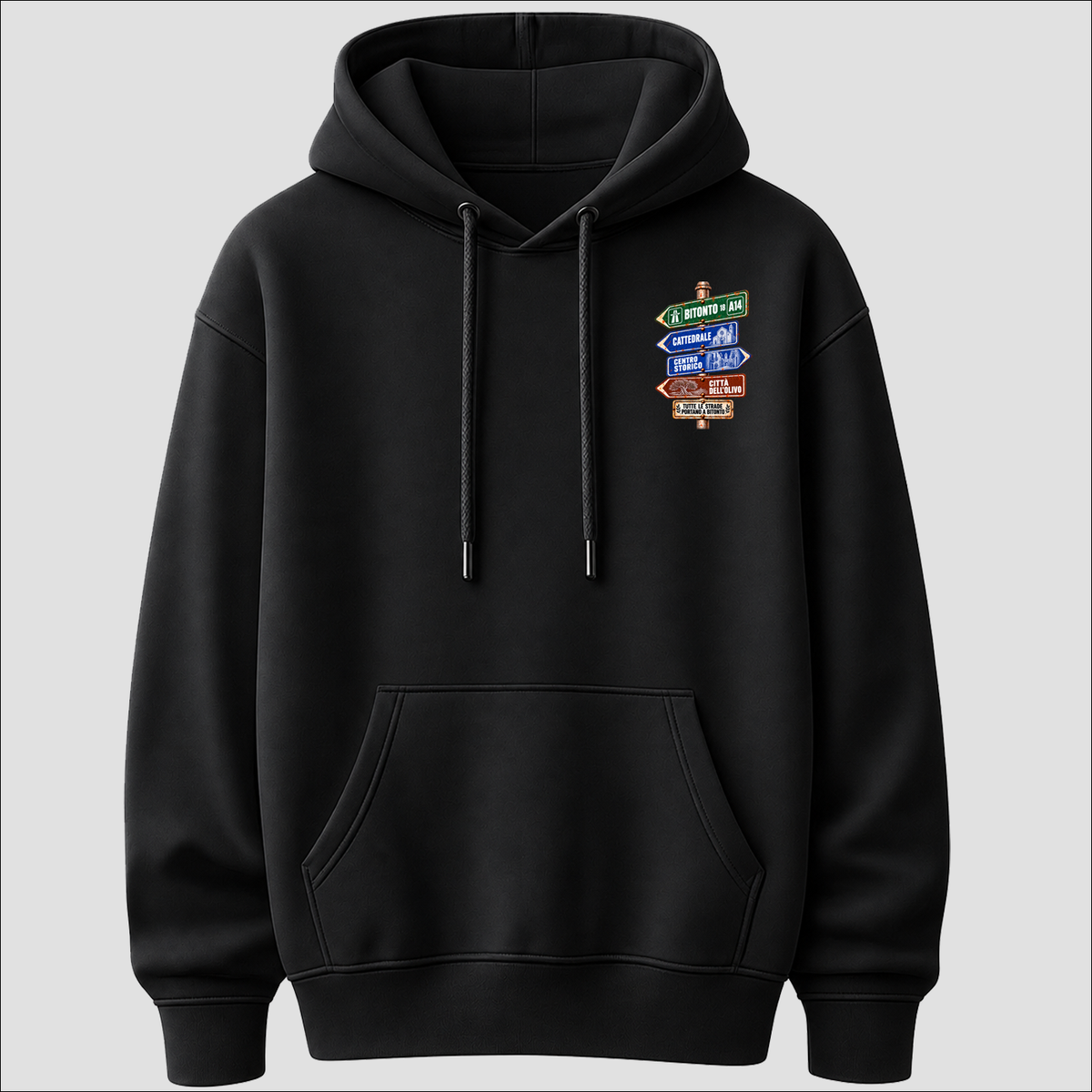 Bitonto Strade d’Italia left chest hoodie by Castellesi in black