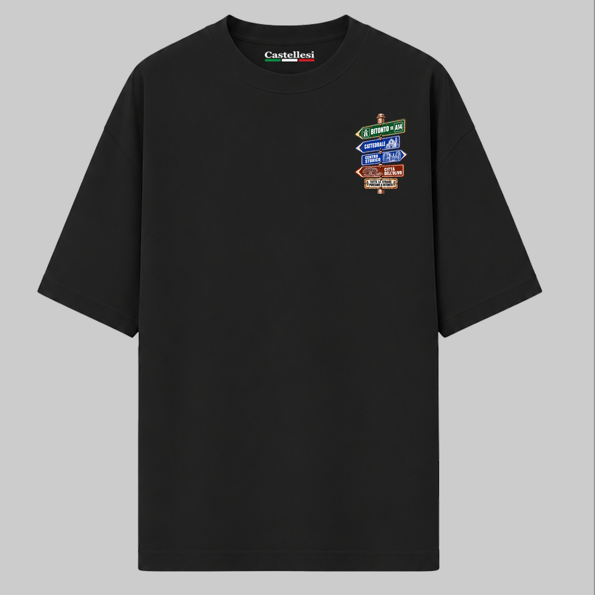 Bitonto Strade d’Italia left chest T-shirt by Castellesi in black