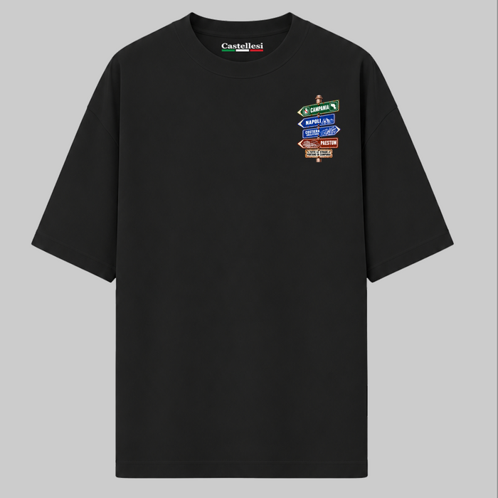 Campania Strade d’Italia left chest T-shirt by Castellesi in black