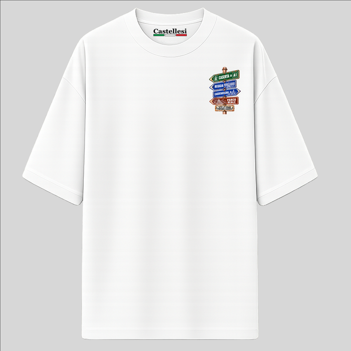Caserta Strade d’Italia left chest T-shirt by Castellesi in white