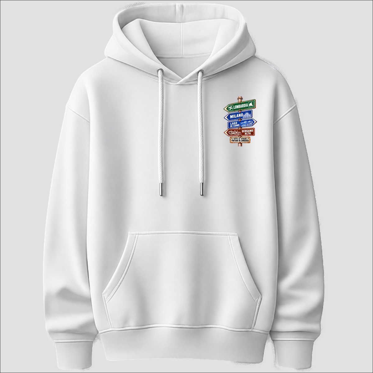Lombardia Strade d’Italia left chest hoodie by Castellesi in white