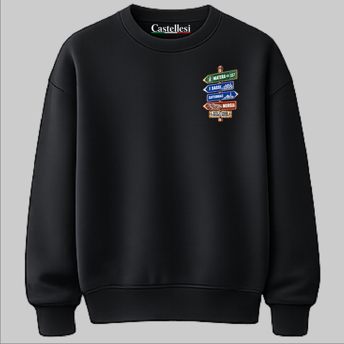 Matera Strade d’Italia left chest sweatshirt by Castellesi in black