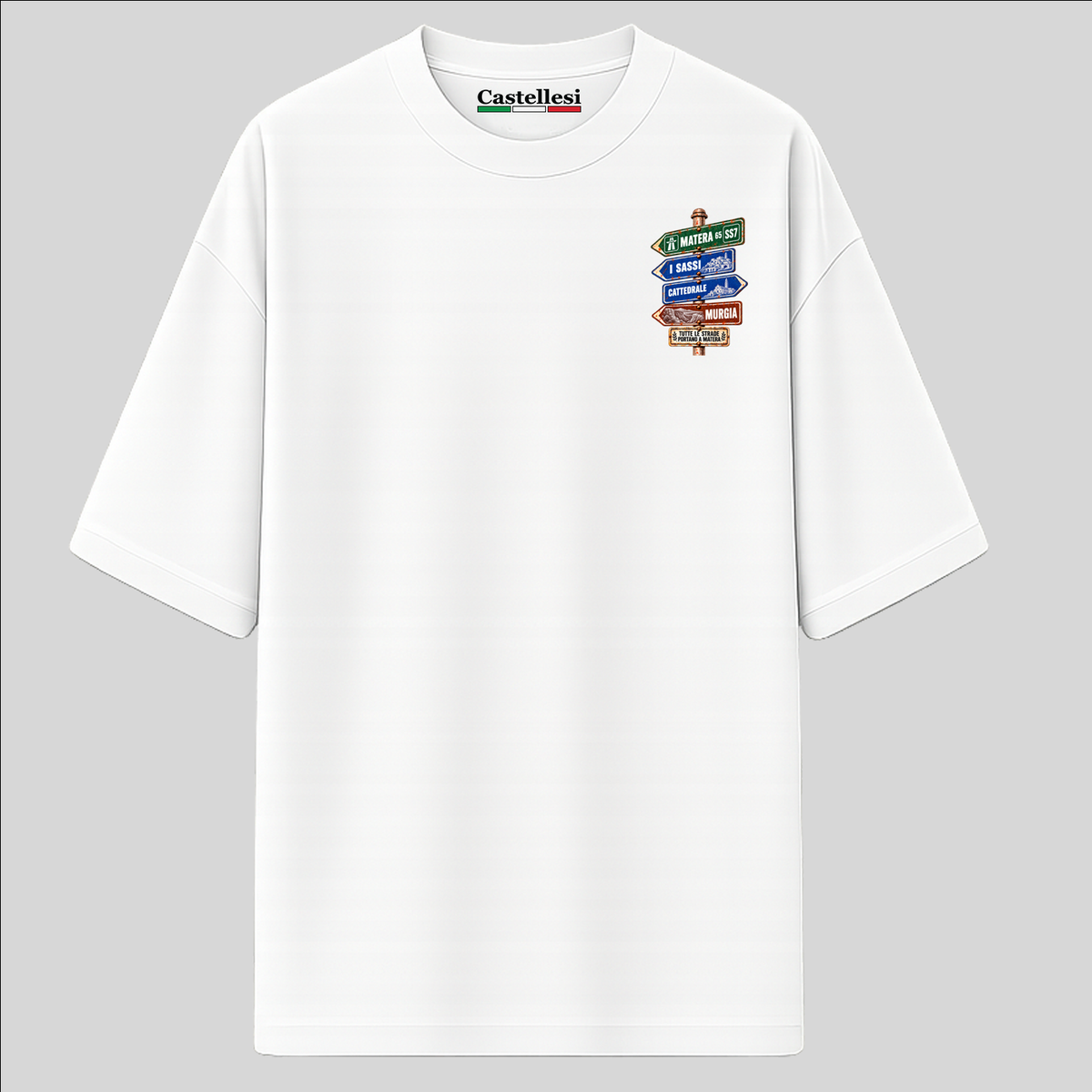 Matera Strade d’Italia left chest T-shirt by Castellesi in white