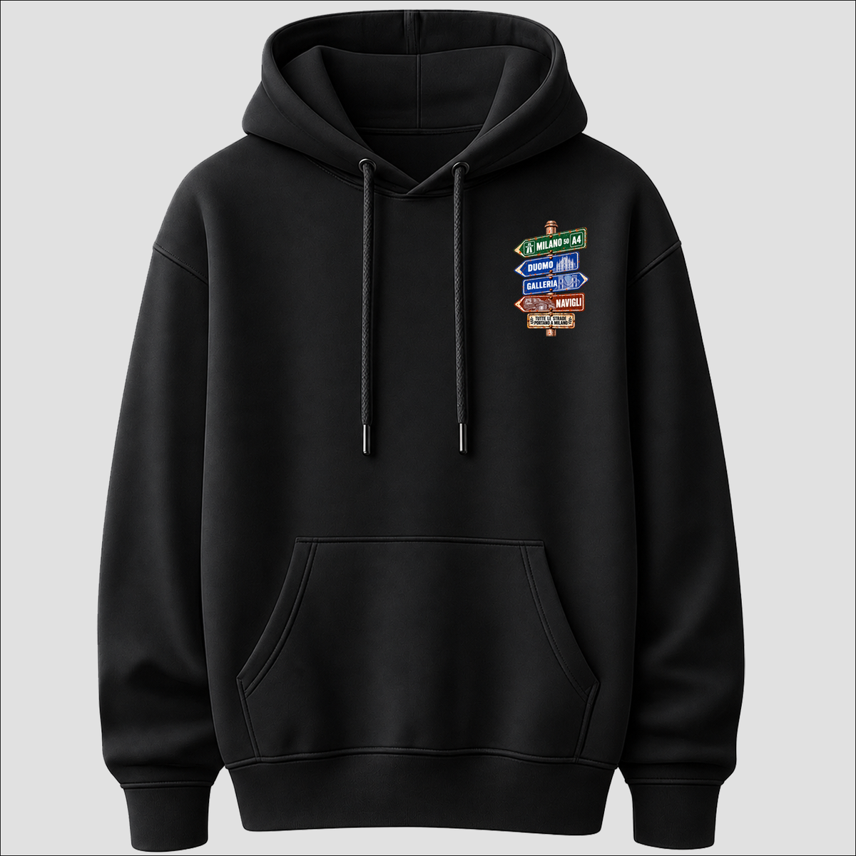 Milano Strade d’Italia left chest hoodie by Castellesi in black
