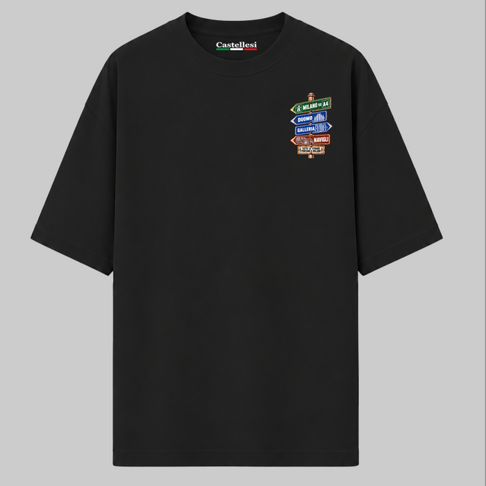 Milano Strade d’Italia left chest T-shirt by Castellesi in black