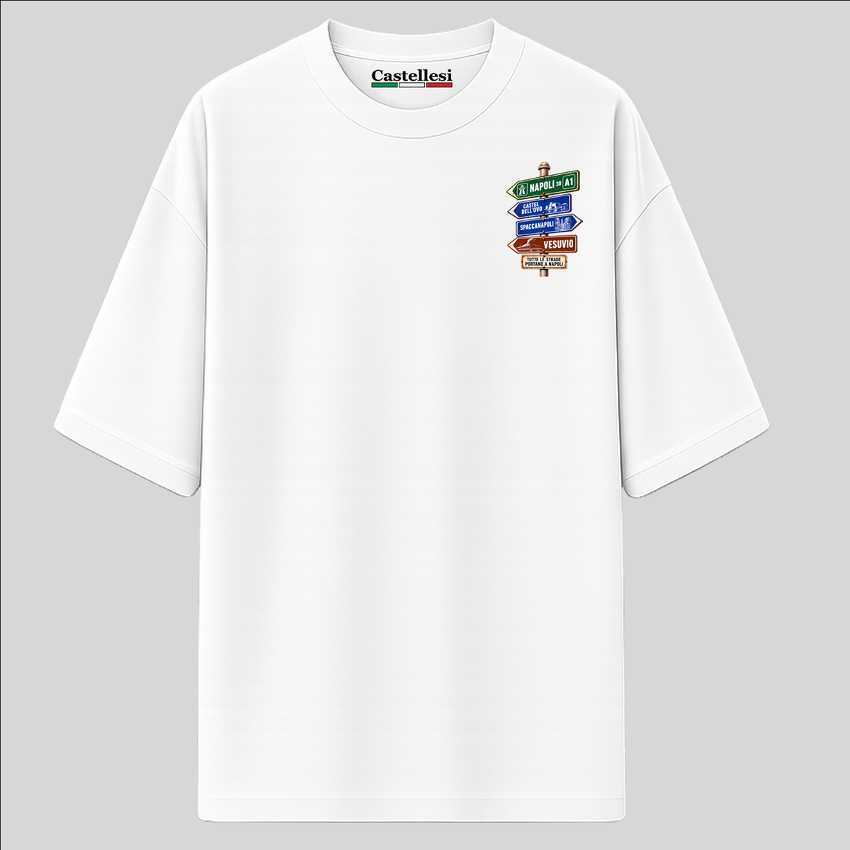 Napoli Strade d’Italia left chest T-shirt by Castellesi in white