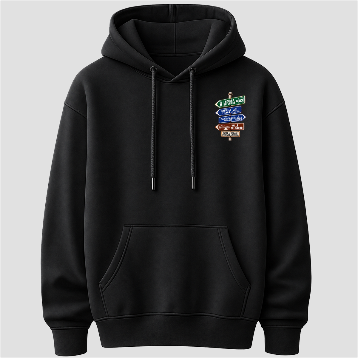Nocera Inferiore Strade d’Italia left chest hoodie by Castellesi in black