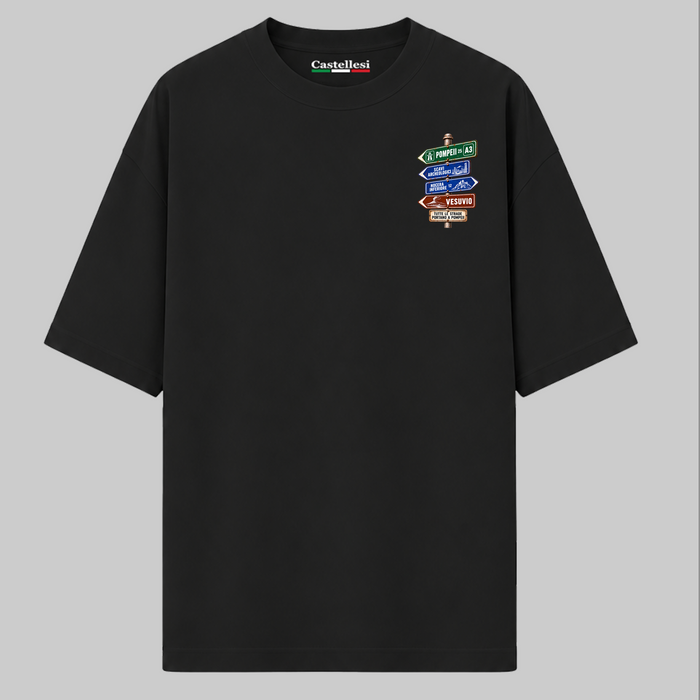 Pompeii Strade d’Italia left chest T-shirt by Castellesi in black