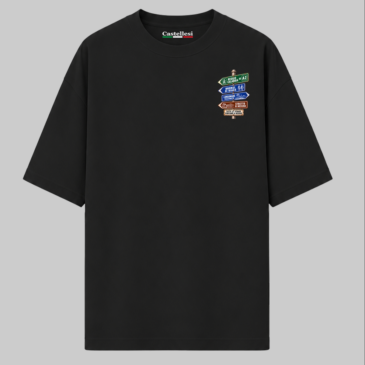 Reggio Calabria Strade d’Italia left chest T-shirt by Castellesi in black