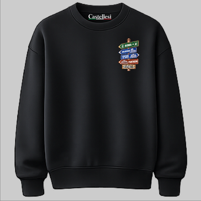 Roma Strade d’Italia left chest sweatshirt by Castellesi in black