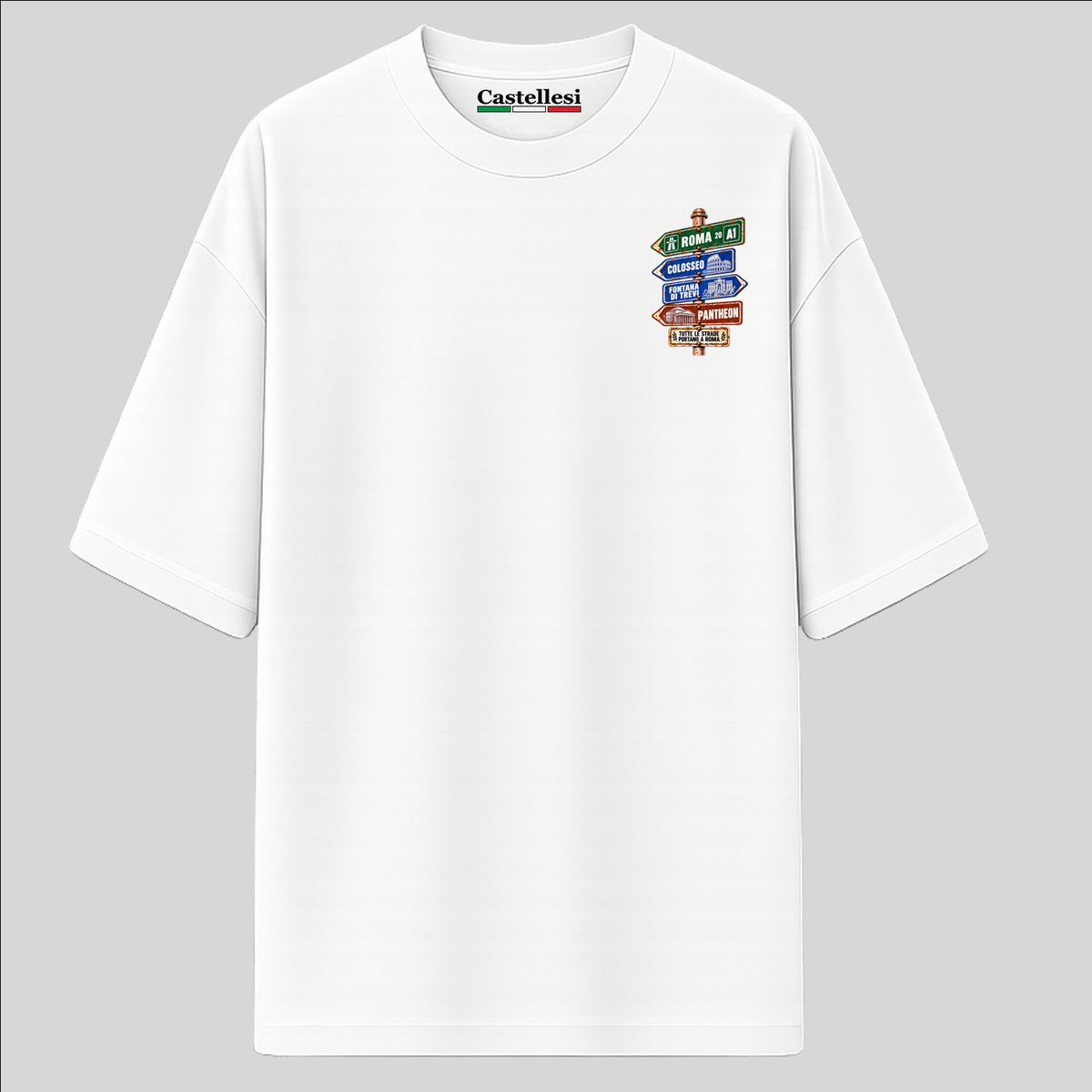 Roma Strade d’Italia left chest T-shirt by Castellesi in white