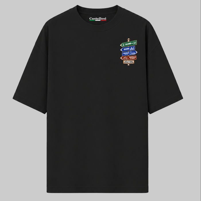 Salerno Strade d’Italia left chest T-shirt by Castellesi in black