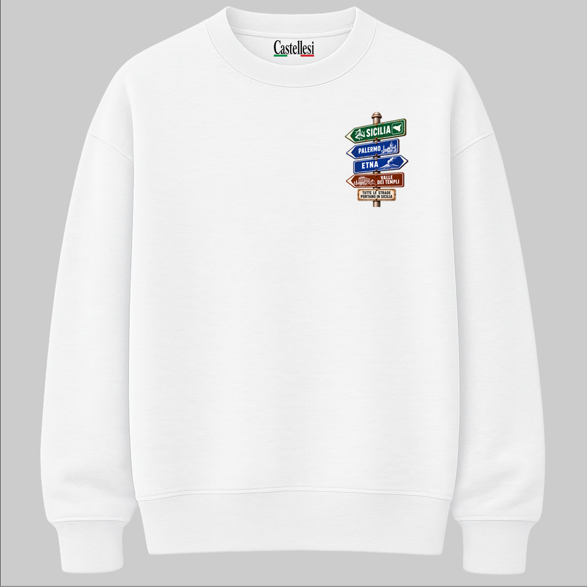 Sicilia Strade d’Italia left chest sweatshirt by Castellesi in white