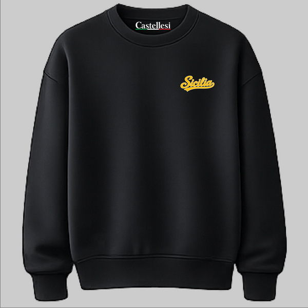 Sicilia Varsity left chest sweatshirt by Castellesi in black