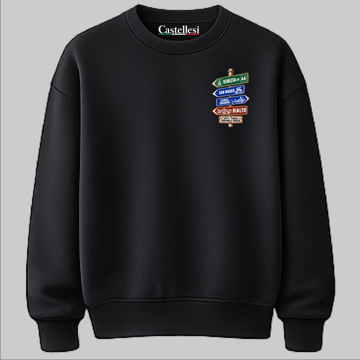 Venezia Strade d’Italia left chest sweatshirt by Castellesi in black