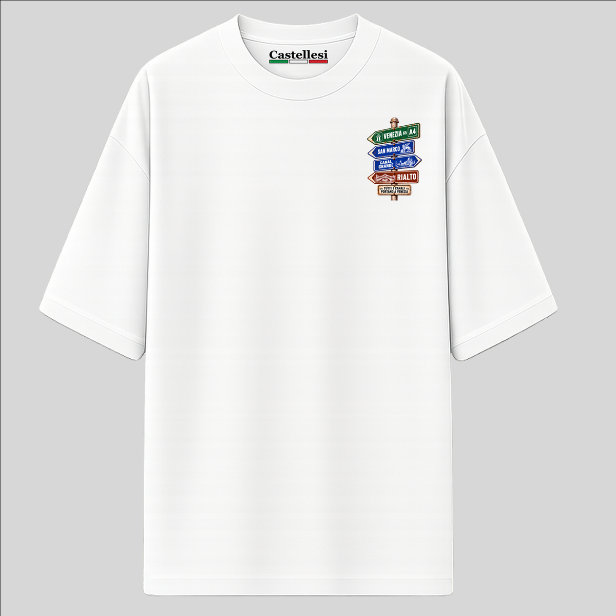 Venezia Strade d’Italia left chest T-shirt by Castellesi in white